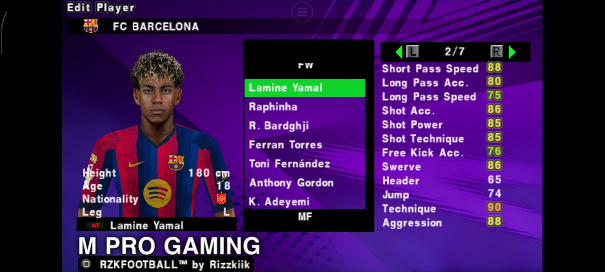 lamine yamal look so detailed in FC 27 ppsspp
